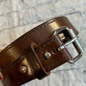 VINTAGE CB CHUNKY BROWN DISTRESSED RUGGED WITH SILVER ROLL BUCKLE MENS SIZE 42